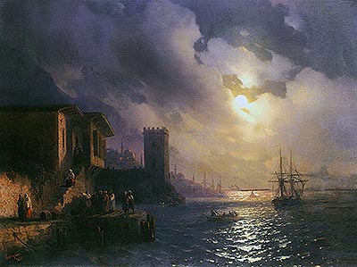 Capriccio einer osmanischen Küstenszene bei Mondschein - Aivazovsky