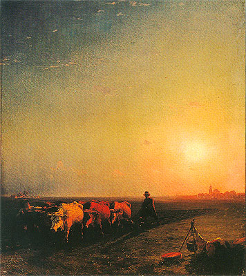 The Ox Plough, 1865 | Aivazovsky | Painting Reproduction