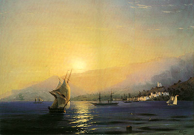 Yalta at Sunset, 1859 | Aivazovsky | Painting Reproduction