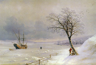 Frozen Bosphorus under Snow, 1874 | Aivazovsky | Gemälde Reproduktion