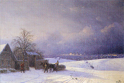 Moscow in Winter from the Sparrow Hills, 1875 | Aivazovsky | Painting Reproduction