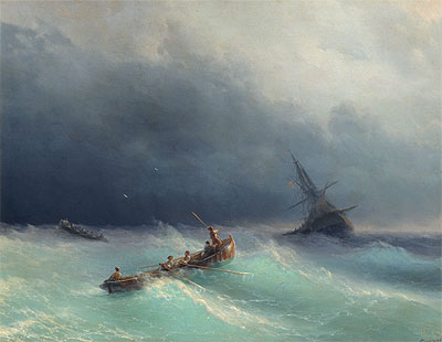 Sturm auf dem Meer, 1873 | Aivazovsky | Gemälde Reproduktion