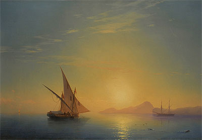 Sunset Over Ischia, 1857 | Aivazovsky | Painting Reproduction