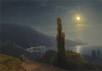 Crimean Coast in Moonlight, 1859 | Aivazovsky | Painting Reproduction