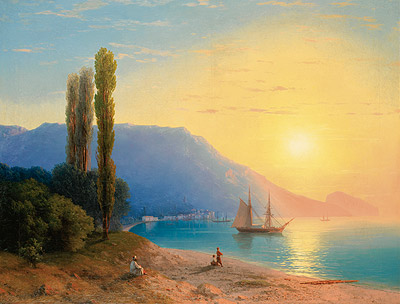 Sunset over Yalta, 1861 | Aivazovsky | Gemälde Reproduktion