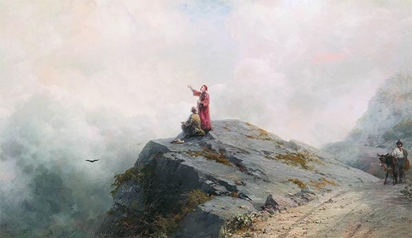 Dante und der Maler in den Bergen, 1883 | Aivazovsky | Gemälde Reproduktion
