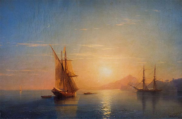 Evening at the Sea, 1858 | Aivazovsky | Painting Reproduction