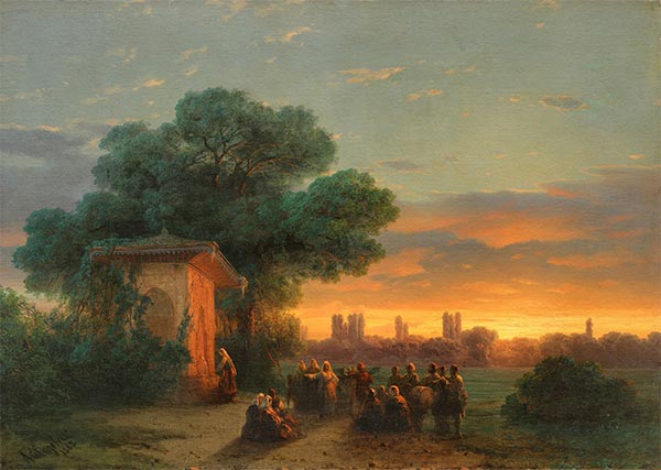 View in Crimea at Sunset, 1862 | Aivazovsky | Painting Reproduction
