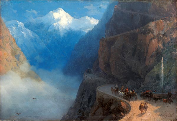 Straße von Mleta nach Gudauri, 1868 | Aivazovsky | Gemälde Reproduktion
