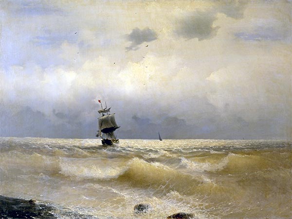 Schiff am Ufer, 1880s | Aivazovsky | Gemälde Reproduktion