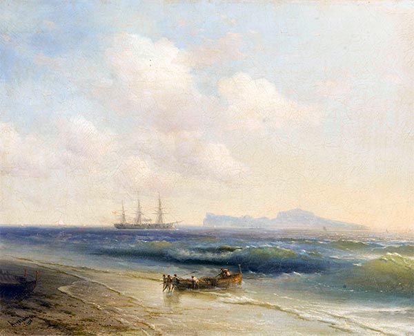 The Sea off the Island of Capri, 1876 | Aivazovsky | Painting Reproduction