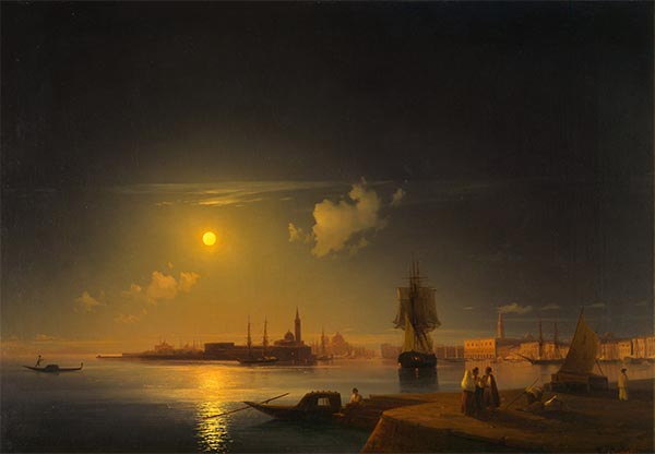 Nacht in Venedig, 1847 | Aivazovsky | Gemälde Reproduktion