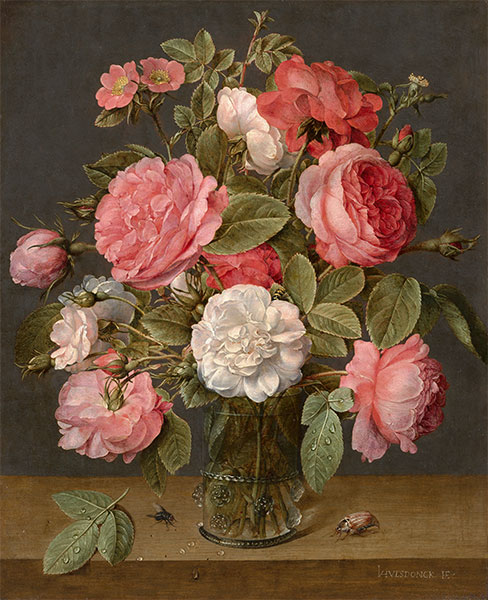 Rosen in Glasvase, c.1640/45 | Jacob van Hulsdonck | Gemälde Reproduktion