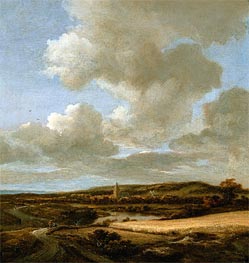 Landscape with Cornfield, c.1660/69 von Ruisdael | Gemälde-Reproduktion