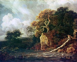 Landscape with a River, undated von Ruisdael | Gemälde-Reproduktion