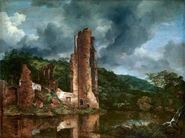 Landscape with the Ruins of the Castle of Egmond, c.1650/55 by Ruisdael | Painting Reproduction