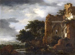 Ruins in a Dune Landscape, c.1650/55 by Ruisdael | Painting Reproduction