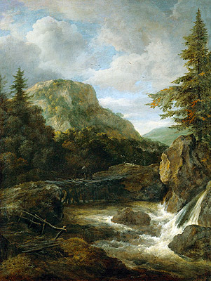 Mountain Landscape with Waterfall, c.1670/80 | Ruisdael | Painting Reproduction