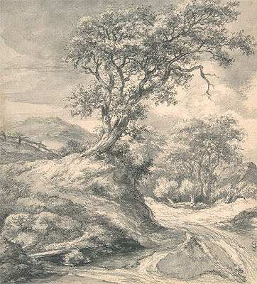 Dune Landscape with Oak Tree, c.1650/55 by Ruisdael | Painting Reproduction