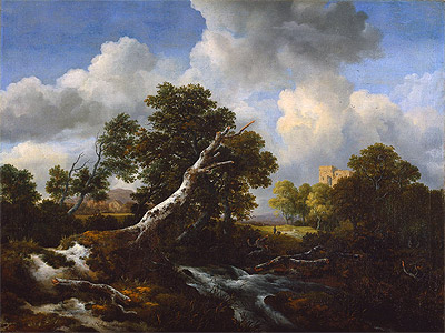 Landscape with a Dead Tree, c.1660/70 by Ruisdael | Painting Reproduction