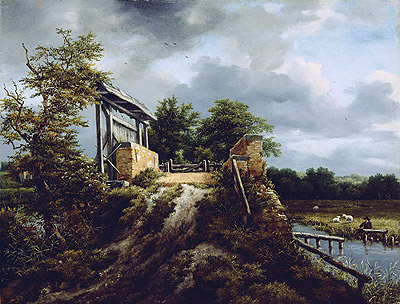 Brücke mit einer Schleuse, c.1648/49 von Ruisdael | Gemälde-Reproduktion