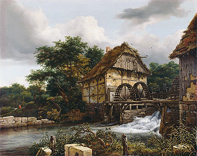 Two Watermills and an Open Sluice, 1653 | Ruisdael | Gemälde Reproduktion