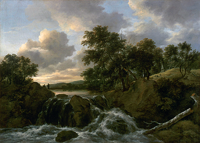 Landschaft mit Wasserfall, n.d. von Ruisdael | Gemälde-Reproduktion