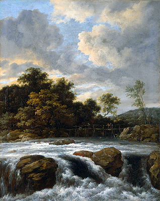 Landschaft mit Wasserfall, c.1665 von Ruisdael | Gemälde-Reproduktion
