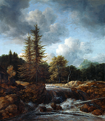 Landschaft mit Wasserfall, c.1660/70 von Ruisdael | Gemälde-Reproduktion