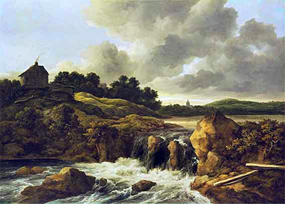 Landschaft mit Wasserfall, c.1670 von Ruisdael | Gemälde-Reproduktion
