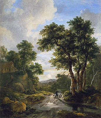 Sonnenaufgang im Wald, c.1670 von Ruisdael | Gemälde-Reproduktion