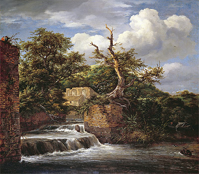 Waldlandschaft mit Mühle, n.d. von Ruisdael | Gemälde-Reproduktion