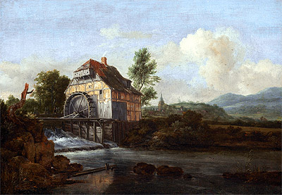 Landschaft mit Wassermühle, c.1680 von Ruisdael | Gemälde-Reproduktion