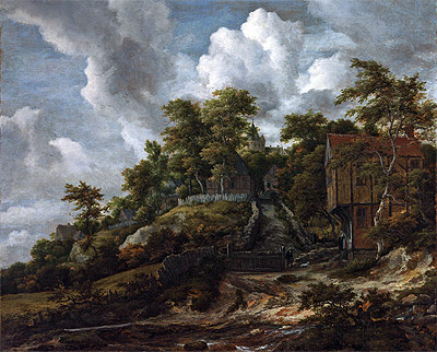 Wooded Hillside with a View of Bentheim Castle, c.1655/60 | Ruisdael | Painting Reproduction