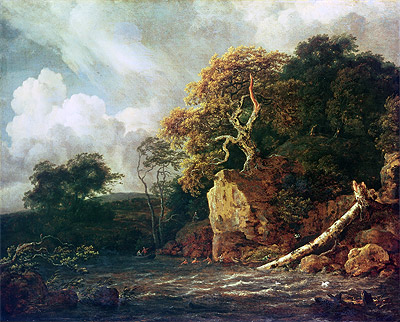 Landschaft mit Fluss, n.d. von Ruisdael | Gemälde-Reproduktion