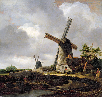 Landscape with Windmills near Haarlem, c.1650/52 | Ruisdael | Painting Reproduction