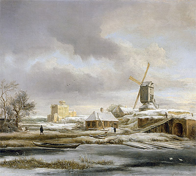 A Winter Landscape with a Frozen Canal and a Windmill, n.d. | Ruisdael | Gemälde Reproduktion