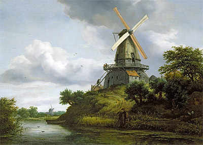 Windmill by a River, undated | Ruisdael | Gemälde Reproduktion