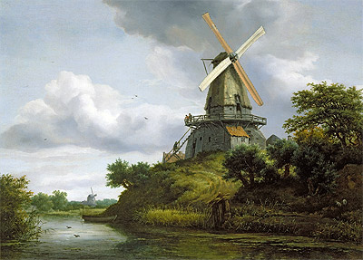 Windmühle an einem Fluss | Ruisdael | Gemälde Reproduktion
