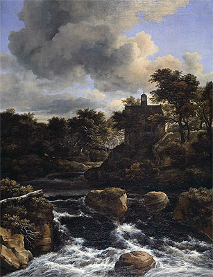 Mountainous Landscape with Waterfall, c.1660/65 | Ruisdael | Painting Reproduction