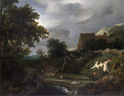 A Bleaching Ground in a Hollow by a Cottage, c.1645/50 | Ruisdael | Painting Reproduction