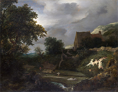 Ein Bleichfeld in einer Senke bei einem Häuschen, c.1645/50 | Ruisdael
