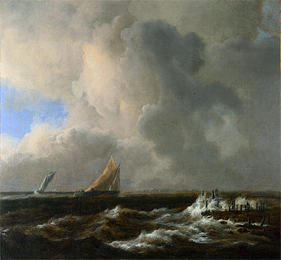 Vessels in a Fresh Breeze, c.1660/65 | Ruisdael | Painting Reproduction