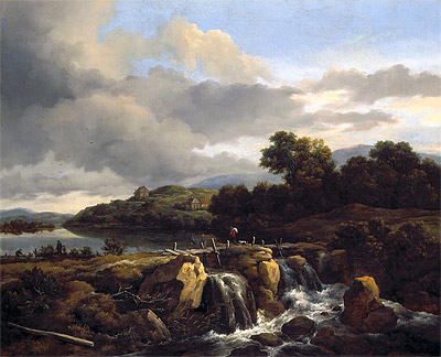 Landscape with Cascade, c.1670/75 by Ruisdael | Painting Reproduction