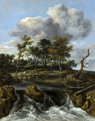 A River Landscape with a Waterfall, undated | Ruisdael | Gemälde Reproduktion
