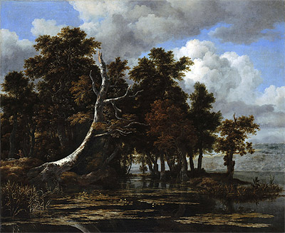 Oaks at a Lake with Water Lilies | Ruisdael | Painting Reproduction