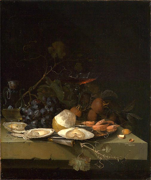 Breakfast Still Life with Crabs on a Pewter Plate, undated | Jacob van Walscapelle | Painting Reproduction