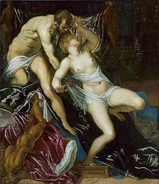 Tarquin and Lucretia, c.1580/90 by Tintoretto | Painting Reproduction