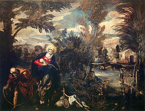 The Flight into Egypt, c.1582/87 | Tintoretto | Painting Reproduction