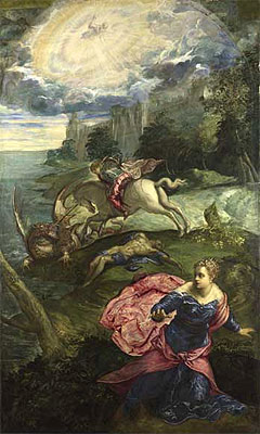 Saint George and the Dragon, c.1553 | Tintoretto | Gemälde Reproduktion